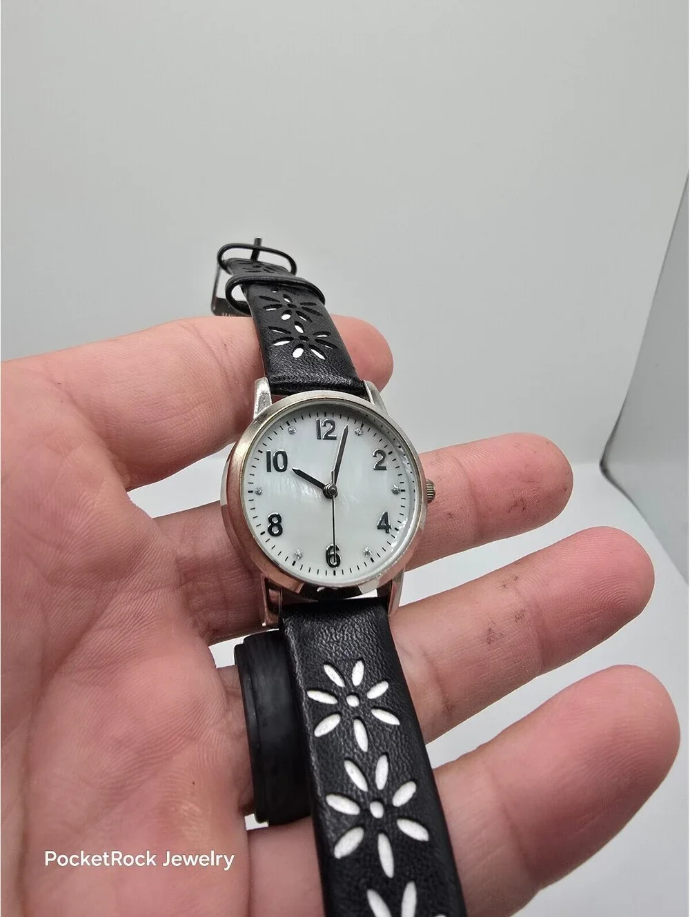 FMD Women’s Quartz Analog Watch White Dial Silver Steel Black Leather Strap